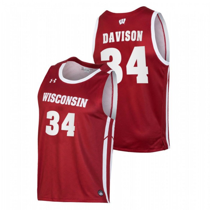 Wisconsin Badgers Replica Brad Davison College Basketball Jersey Red Men