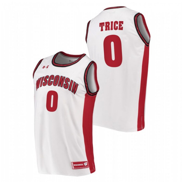 Wisconsin Badgers Replica D'Mitrik Trice College Basketball Jersey White Men