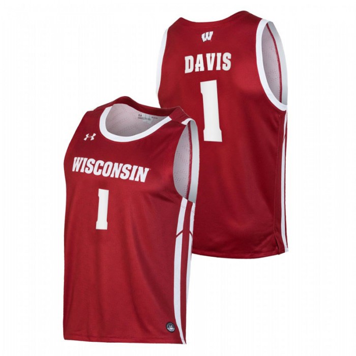 Wisconsin Badgers Replica Jonathan Davis College Basketball Jersey Red Men