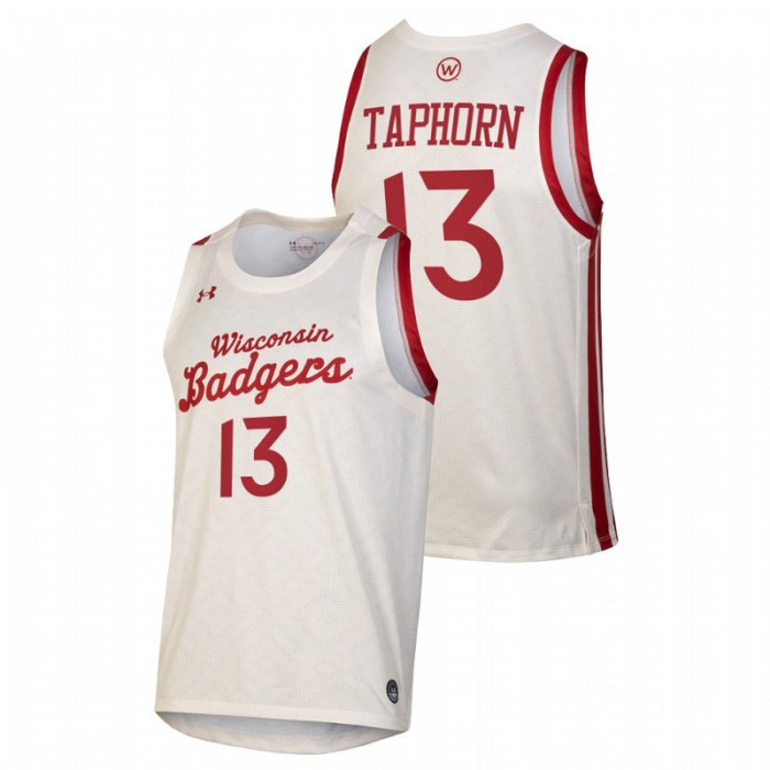 Wisconsin Badgers Throwback Justin Taphorn College Basketball Jersey White Men