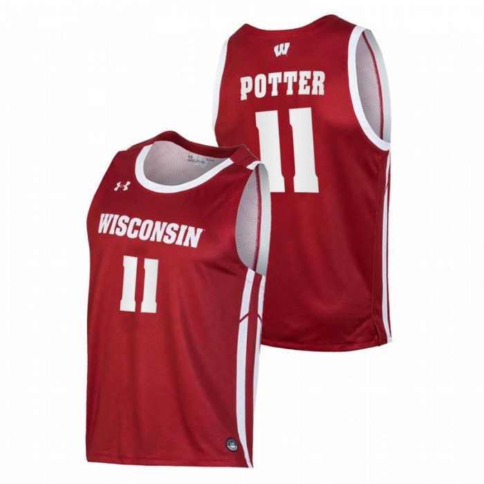 Wisconsin Badgers Replica Micah Potter College Basketball Jersey Red Men