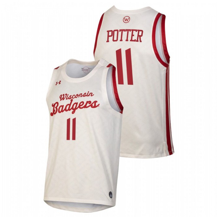 Wisconsin Badgers Throwback Micah Potter College Basketball Jersey White Men