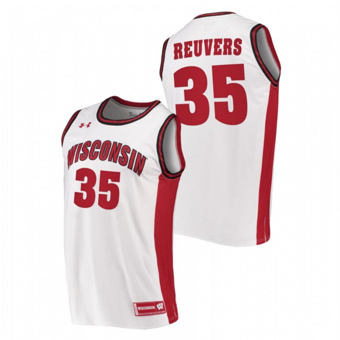 Wisconsin Badgers Replica Nate Reuvers College Basketball Jersey White Men