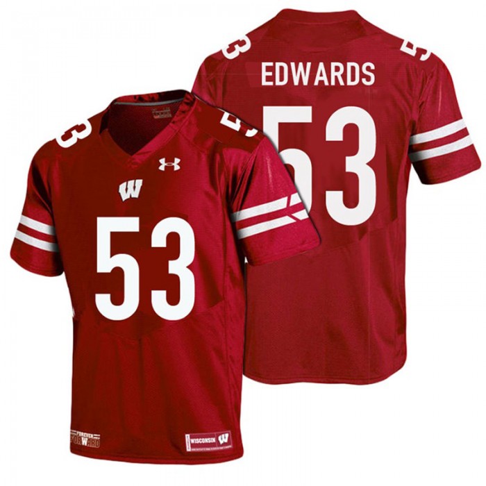 Men Wisconsin Badgers #53 TJ Edwards Red Six Of The Best Duo Tandems Jersey