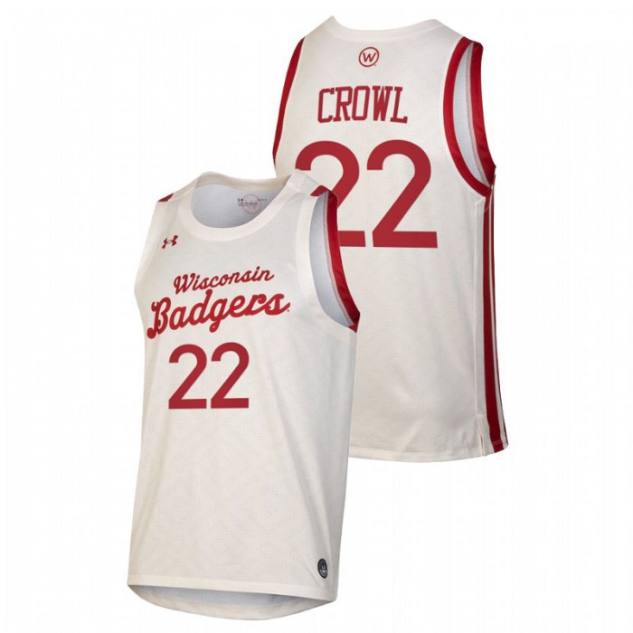 Wisconsin Badgers Throwback Steven Crowl College Basketball Jersey White Men