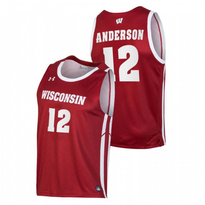 Wisconsin Badgers Replica Trevor Anderson College Basketball Jersey Red Men
