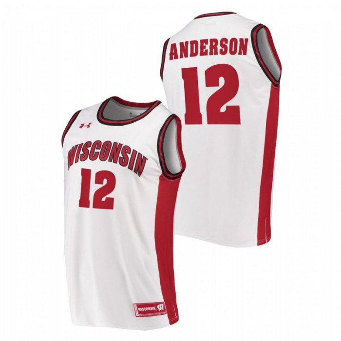 Wisconsin Badgers Replica Trevor Anderson College Basketball Jersey White Men