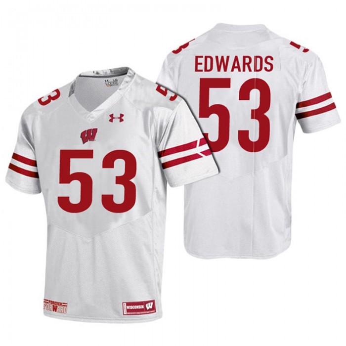 Men Wisconsin Badgers #53 TJ Edwards White Six Of The Best Duo Tandems Jersey