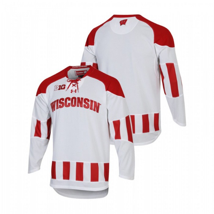 Wisconsin Badgers Replica White College Hockey Jersey