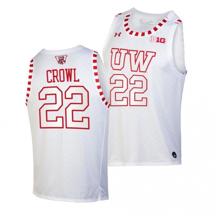Steven Crowl Jersey Wisconsin Badgers 2021-22 By The Players Alternate Basketball Jersey-White