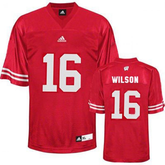 Wisconsin Badgers #16 Russell Wilson Red Football For Men Jersey