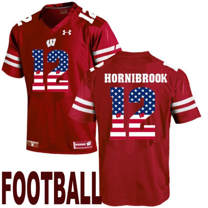 Wisconsin Badgers #12 Alex Hornibrook Maroon USA Flag College Football Fashion Jersey