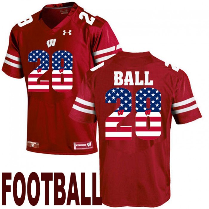 Wisconsin Badgers #28 Montee Ball Maroon USA Flag College Football Fashion Jersey