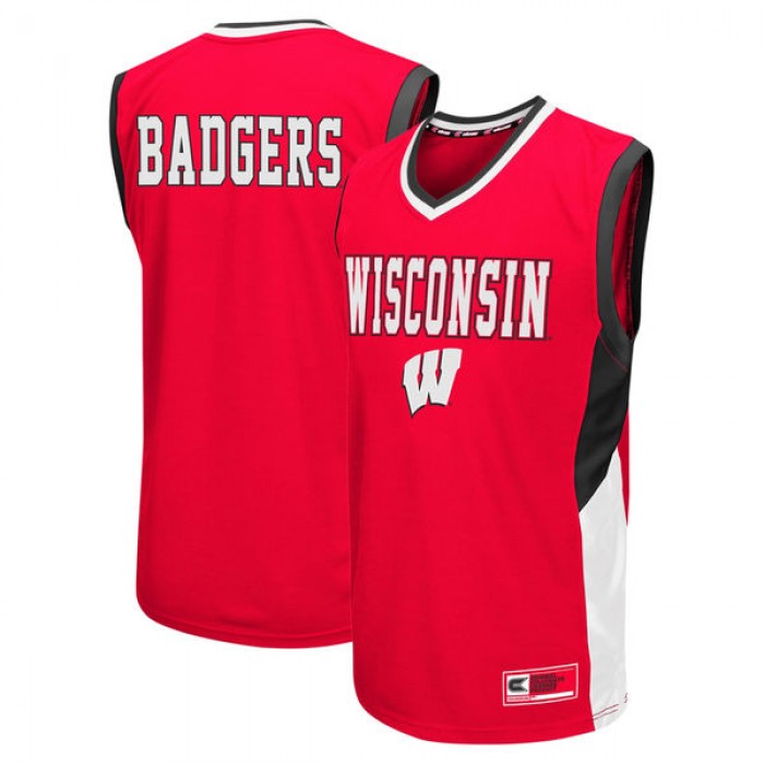 Wisconsin Badgers Red Colosseum Fadeaway Basketball For Men Jersey