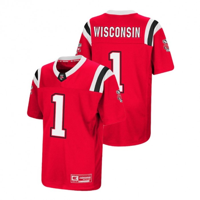 Youth Wisconsin Badgers Red Foos-Ball Football Colosseum Jersey